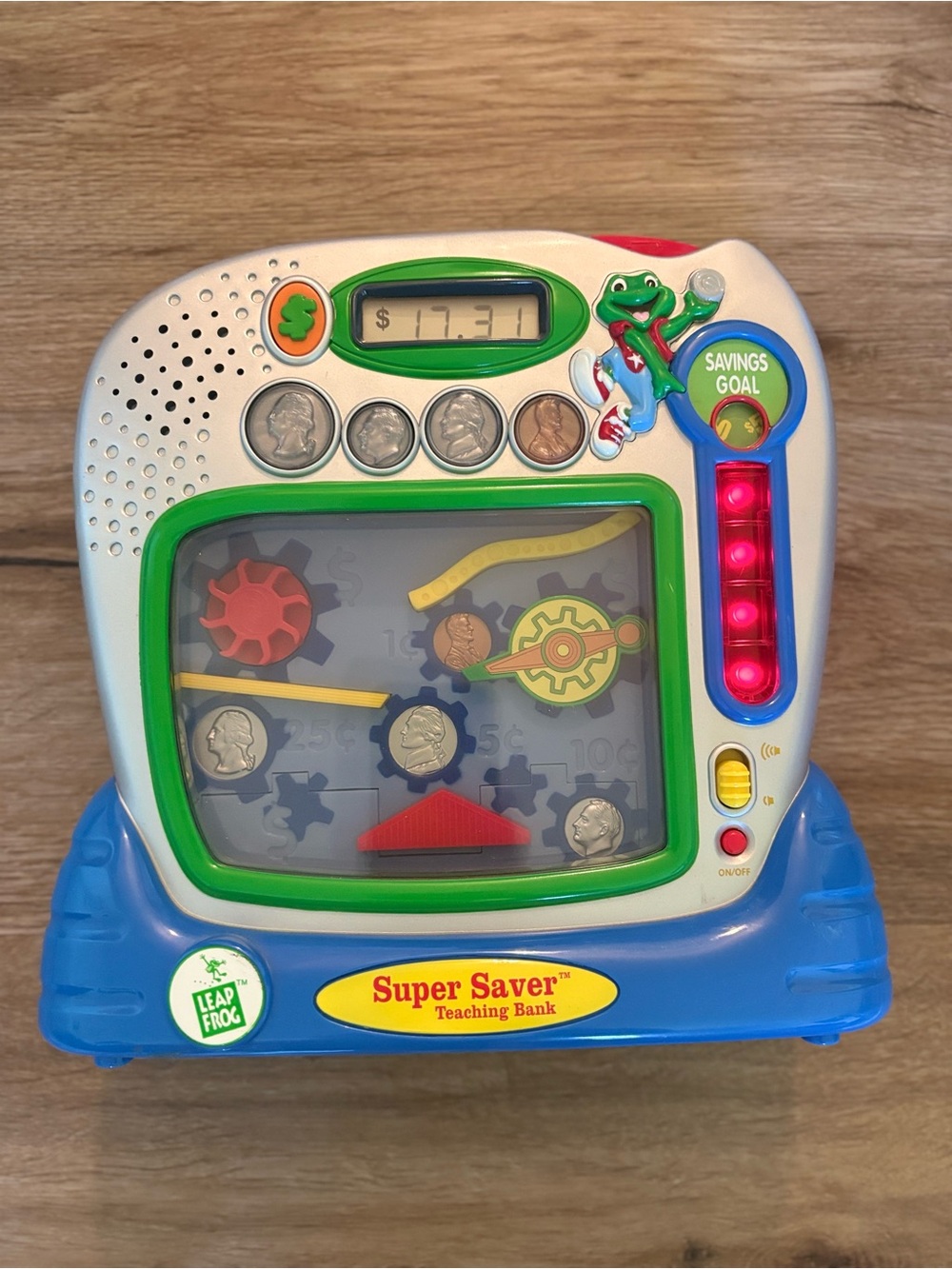 HTF Vintage Leap Frog Super Saver Teaching Bank Toy Counts Money WORKS